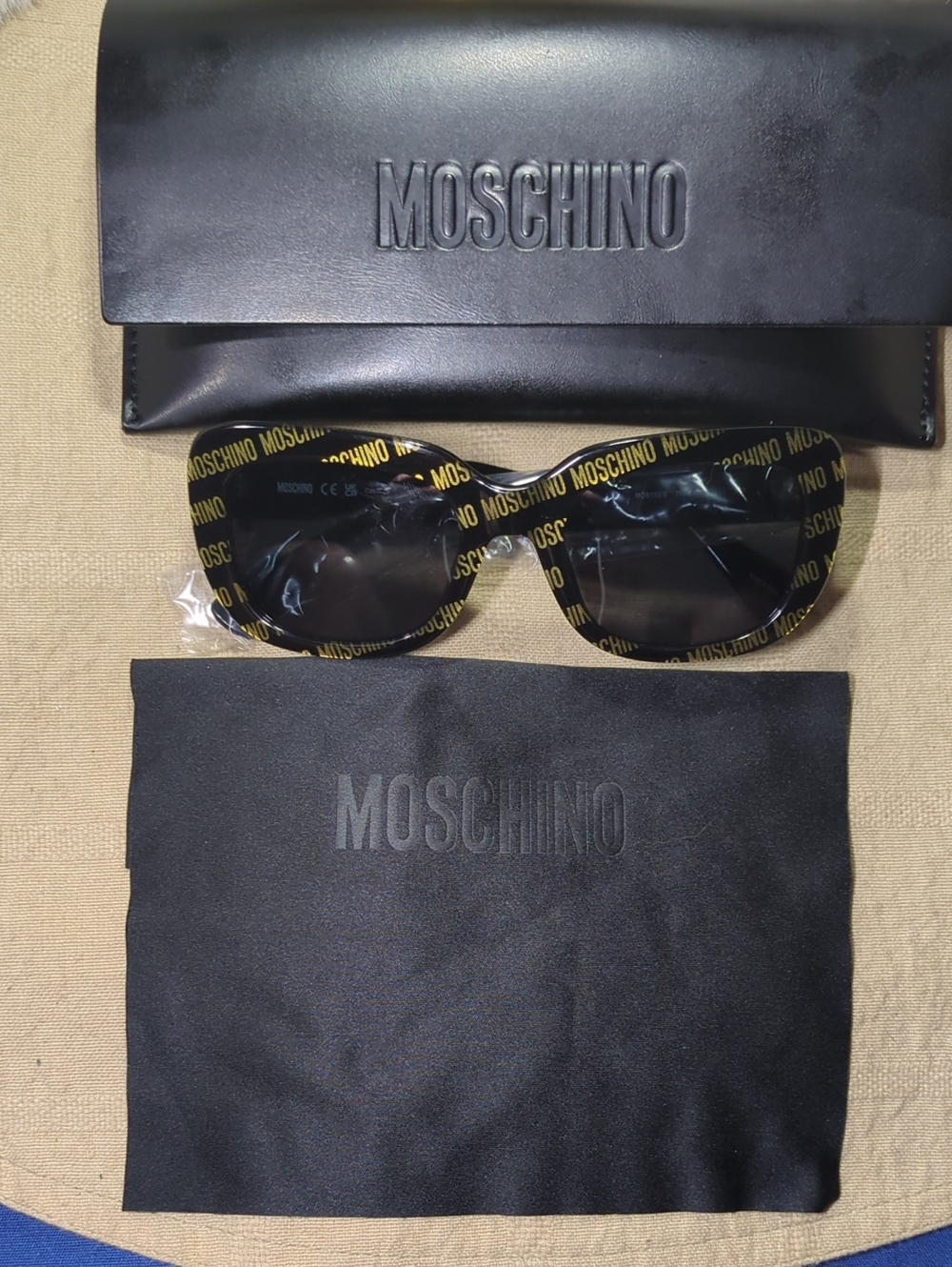 Moschino Black Sunglasses with Gold Logo Print NWT NOW ONLY $85